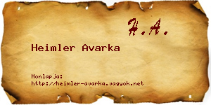 Heimler Avarka névjegykártya